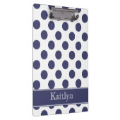 Navy Blue Polka Dots gepersonaliseerd Klembord (Rechts)