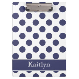 Navy Blue Polka Dots gepersonaliseerd Klembord