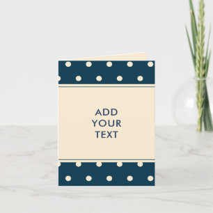 Navy Blue Polka Dots Gepersonaliseerde Gevouwen No Notitiekaartje
