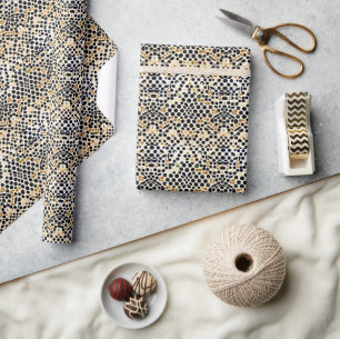 Navy Blue Polka Dots: Gold en Emerald Accents Cadeaupapier