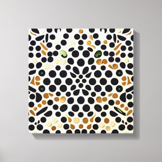 Navy Blue Polka Dots: Gold en Emerald Accents Canvas Afdruk (Voorkant)