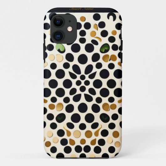 Navy Blue Polka Dots: Gold en Emerald Accents Case-Mate iPhone Case (Achterkant)