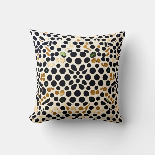 Navy Blue Polka Dots: Gold en Emerald Accents Kussen (Voorkant)