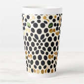 Navy Blue Polka Dots: Gold en Emerald Accents Latte Mok (Voorkant)