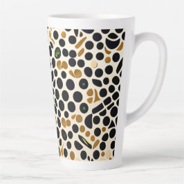 Navy Blue Polka Dots: Gold en Emerald Accents Latte Mok