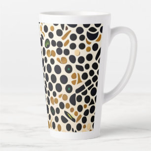 Navy Blue Polka Dots: Gold en Emerald Accents Latte Mok
