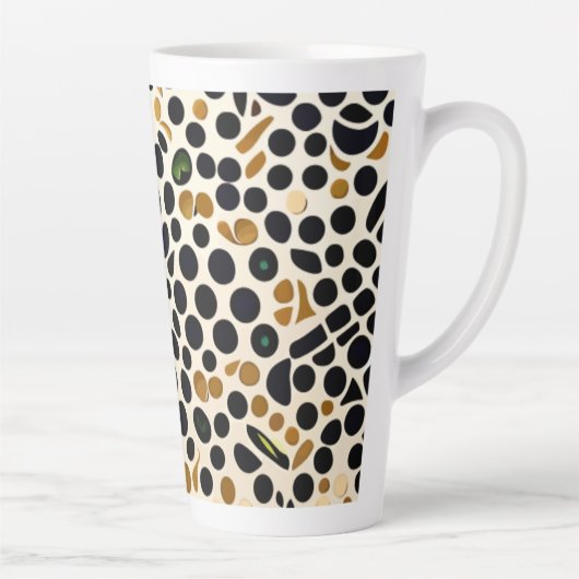 Navy Blue Polka Dots: Gold en Emerald Accents Latte Mok (Rechts)