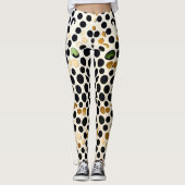 Navy Blue Polka Dots: Gold en Emerald Accents Leggings (Voorkant)