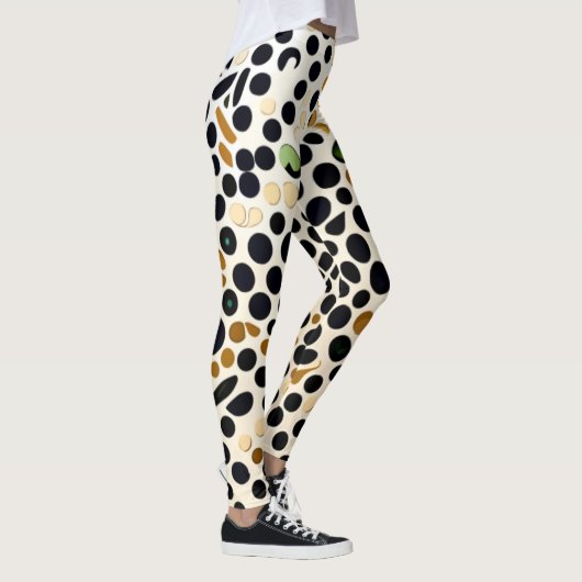 Navy Blue Polka Dots: Gold en Emerald Accents Leggings (Rechts)