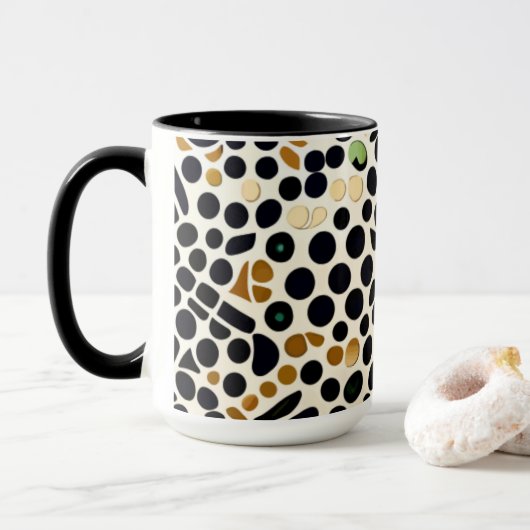 Navy Blue Polka Dots: Gold en Emerald Accents Mok (Met donut)