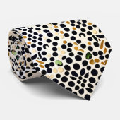 Navy Blue Polka Dots: Gold en Emerald Accents Stropdas (Opgerold)