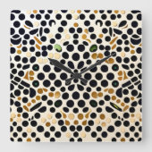 Navy Blue Polka Dots: Gold en Emerald Accents Vierkante Klok (Voorkant)