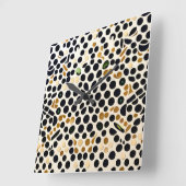 Navy Blue Polka Dots: Gold en Emerald Accents Vierkante Klok (Hoek)