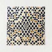 Navy Blue Polka Dots: Gold en Emerald Accents Wandkleed (Voorkant)