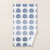 Navy Blue Polka Dots Gradient Happy Cute Art Bad Handdoek (Handdoek)