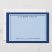 Navy Blue Polka Dots Naam Adres Flat Note Kaart Notitiekaartje (Voorkant)