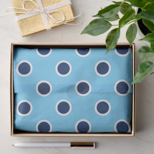 Navy Blue Polka Dots on Light Blue Tissue Paper Tissuepapier (Geschenk)
