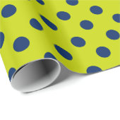 Navy Blue Polka Dots on Lime Green Cadeaupapier (Rol Hoek)