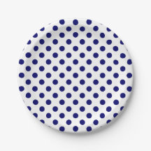 Navy Blue Polka Dots op wit