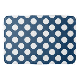 Navy Blue Polka Dots, Polka Dot Pattern, Stippen Badmat