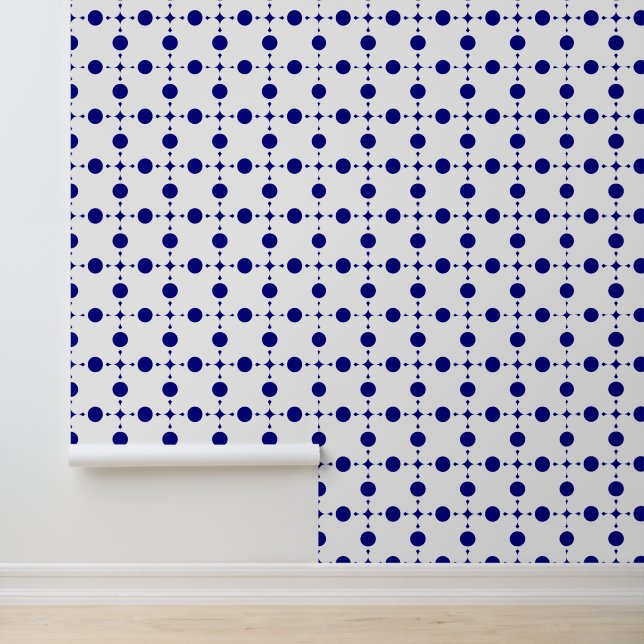 Navy Blue Polka Dots, Polka Dot Pattern, Stippen Behang (Applicatie)