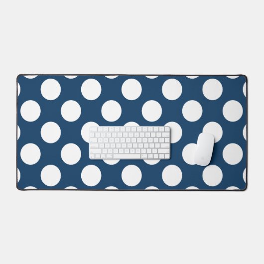Navy Blue Polka Dots, Polka Dot Pattern, Stippen Bureaumat (Keyboard & Muis)