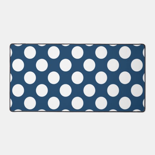 Navy Blue Polka Dots, Polka Dot Pattern, Stippen Bureaumat (Voorkant)