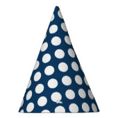 Navy Blue Polka Dots, Polka Dot Pattern, Stippen Feesthoedjes (Rechts)