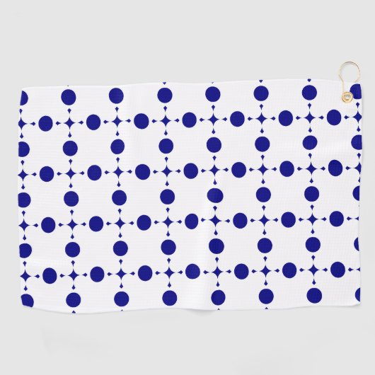 Navy Blue Polka Dots, Polka Dot Pattern, Stippen Golfhanddoek (Horizontaal)