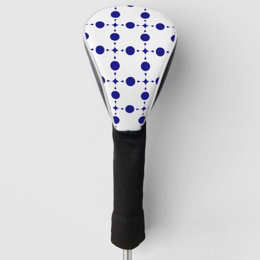 Navy Blue Polka Dots, Polka Dot Pattern, Stippen Golfheadcover (Voorkant)