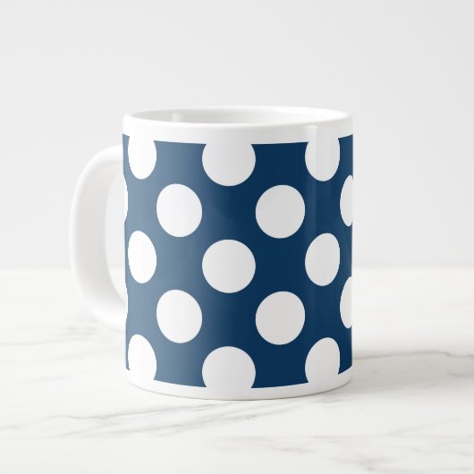 Navy Blue Polka Dots, Polka Dot Pattern, Stippen Grote Koffiekop (Links)
