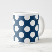 Navy Blue Polka Dots, Polka Dot Pattern, Stippen Grote Koffiekop (Voorkant rechts)