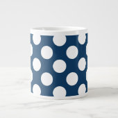Navy Blue Polka Dots, Polka Dot Pattern, Stippen Grote Koffiekop (Voorkant)