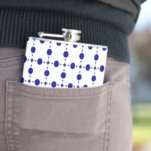 Navy Blue Polka Dots, Polka Dot Pattern, Stippen Heupfles (Voorbeeld)