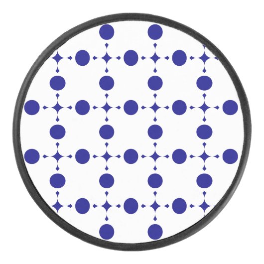 Navy Blue Polka Dots, Polka Dot Pattern, Stippen Hockey Puck (Voorkant)