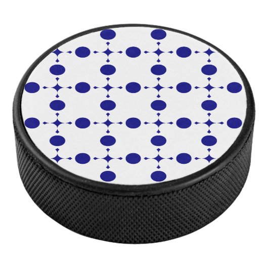 Navy Blue Polka Dots, Polka Dot Pattern, Stippen Hockey Puck (3/4)