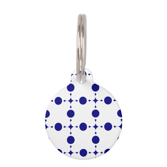 Navy Blue Polka Dots, Polka Dot Pattern, Stippen Huisdierpenning (Voorkant)
