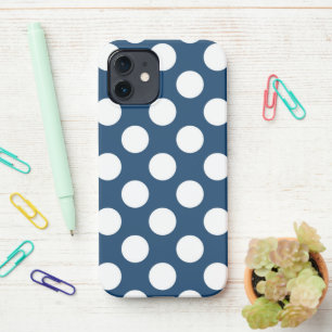 Navy Blue Polka Dots, Polka Dot Pattern, Stippen iPhone 12 Hoesje