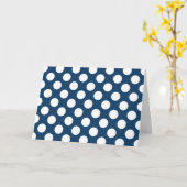 Navy Blue Polka Dots, Polka Dot Pattern, Stippen Kaart (Gele Bloem)