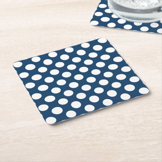 Navy Blue Polka Dots, Polka Dot Pattern, Stippen Kartonnen Onderzetters (Schuin)