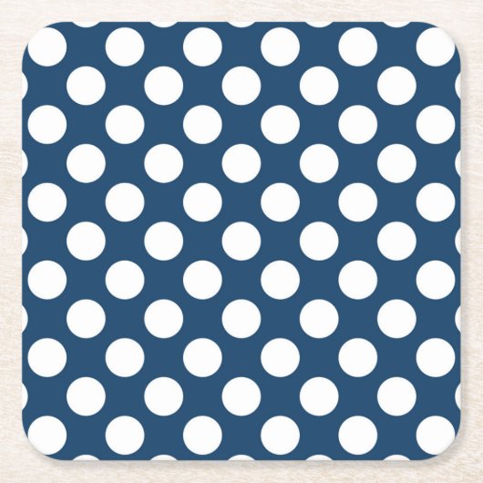 Navy Blue Polka Dots, Polka Dot Pattern, Stippen Kartonnen Onderzetters (Voorkant)