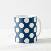 Navy Blue Polka Dots, Polka Dot Pattern, Stippen Koffiemok (Voorkant rechts)
