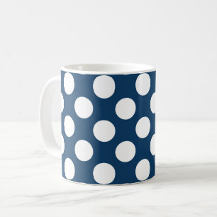 Navy Blue Polka Dots, Polka Dot Pattern, Stippen Koffiemok