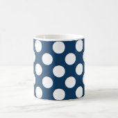 Navy Blue Polka Dots, Polka Dot Pattern, Stippen Koffiemok (Center)