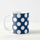 Navy Blue Polka Dots, Polka Dot Pattern, Stippen Koffiemok (Links)