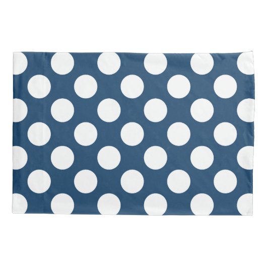 Navy Blue Polka Dots, Polka Dot Pattern, Stippen Kussensloop (Achterkant)
