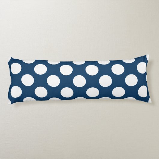 Navy Blue Polka Dots, Polka Dot Pattern, Stippen Lichaamskussen (Achterkant)