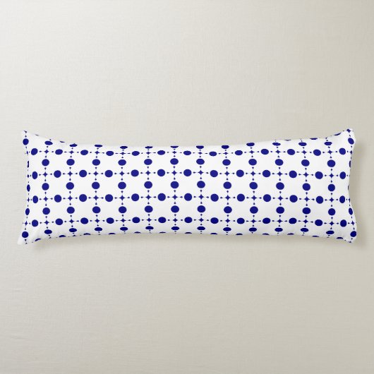 Navy Blue Polka Dots, Polka Dot Pattern, Stippen Lichaamskussen (Voorkant)
