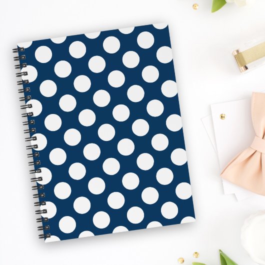 Navy Blue Polka Dots, Polka Dot Pattern, Stippen Notitieboek