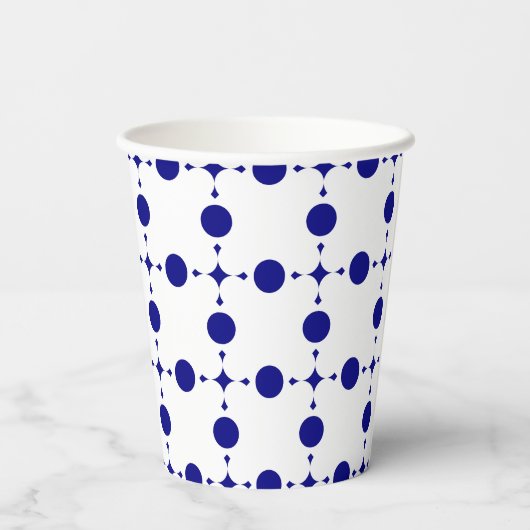 Navy Blue Polka Dots, Polka Dot Pattern, Stippen Papieren Bekers (Achterkant)